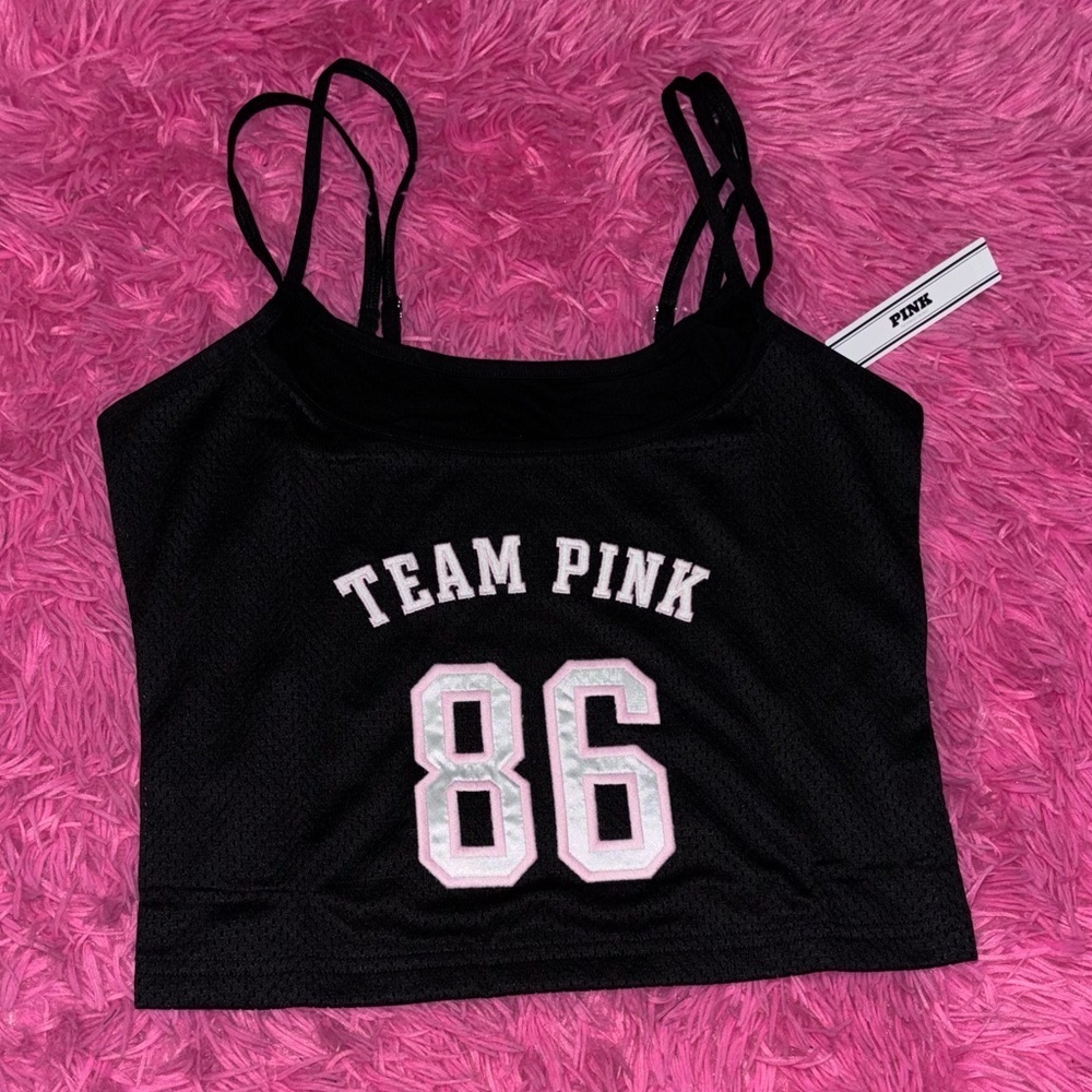PINK Mesh Layered Cotton Sleeveless Tank Top Women Size Medium